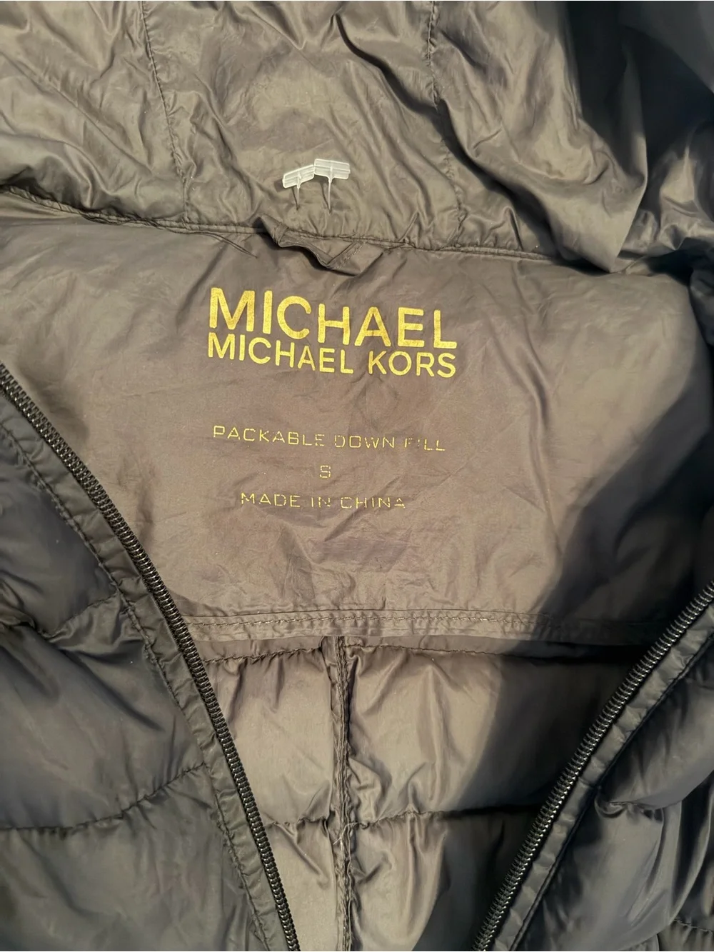 Michael Kors Black Hooded Quilted Long Puffer Coat